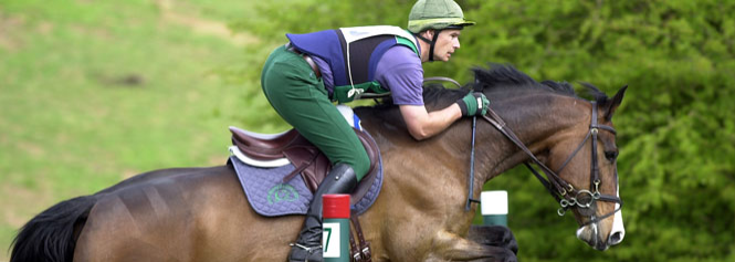 Rider wearing a green helmet on a horse